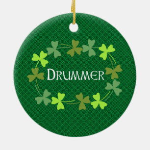 Drummer Shamrock Oval Ceramic Ornament