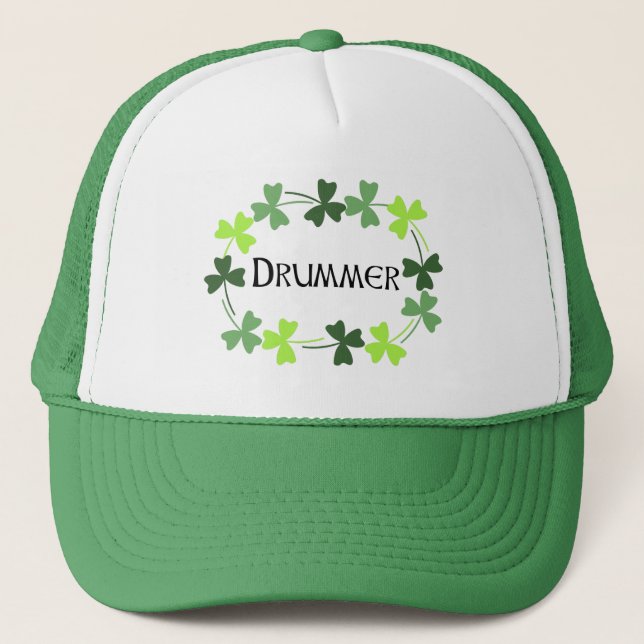 Drummer Shamrock Oval Trucker Hat (Front)