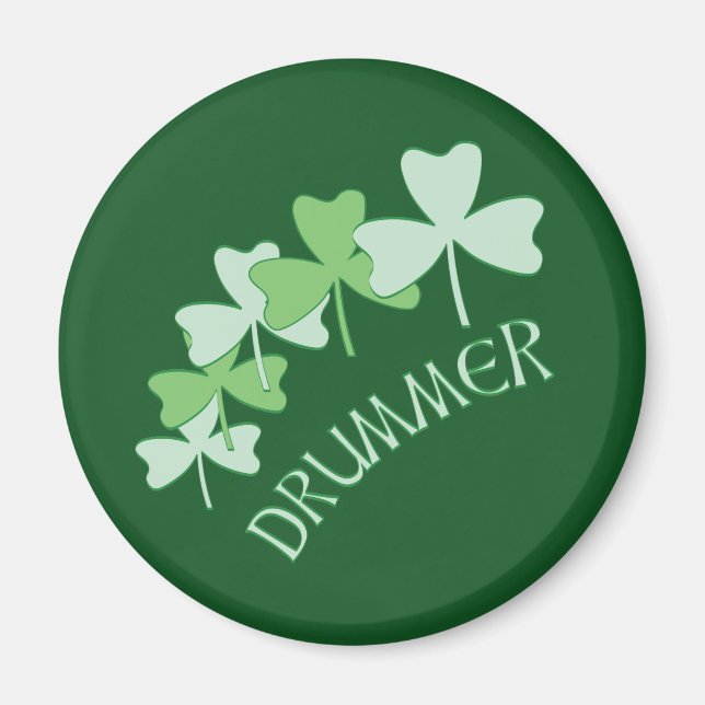 Drummer Shamrocks Outlined Green Magnet (Front)