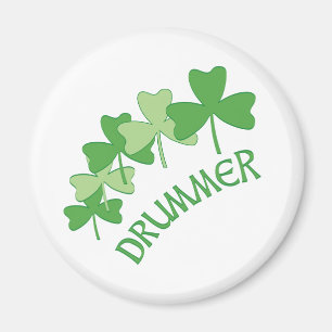 Drummer Shamrocks Outlined Magnet