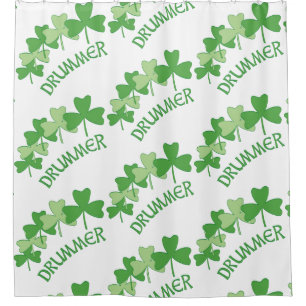 Drummer Shamrocks Outlined Shower Curtain
