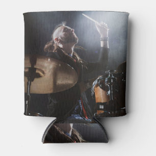 Drummer silhouette, dark stage setting can cooler