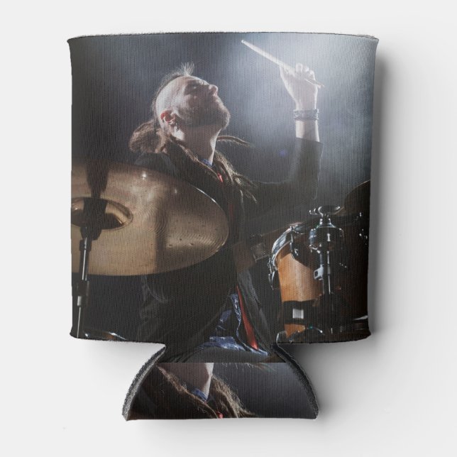 Drummer silhouette, dark stage setting can cooler (Front)