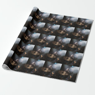 Drummer silhouette, dark stage setting wrapping paper