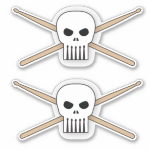 Drummer Skull and Crossed Drum Sticks Musician