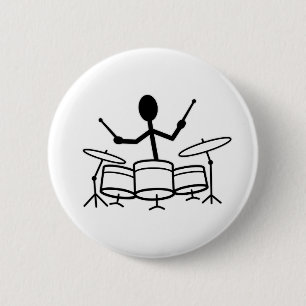 Drummer Stick Figure 6 Cm Round Badge