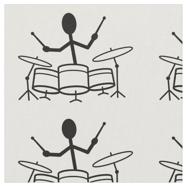 Drummer Stick Figure Fabric (Close Up)