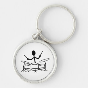 Drummer Stick Figure Key Ring
