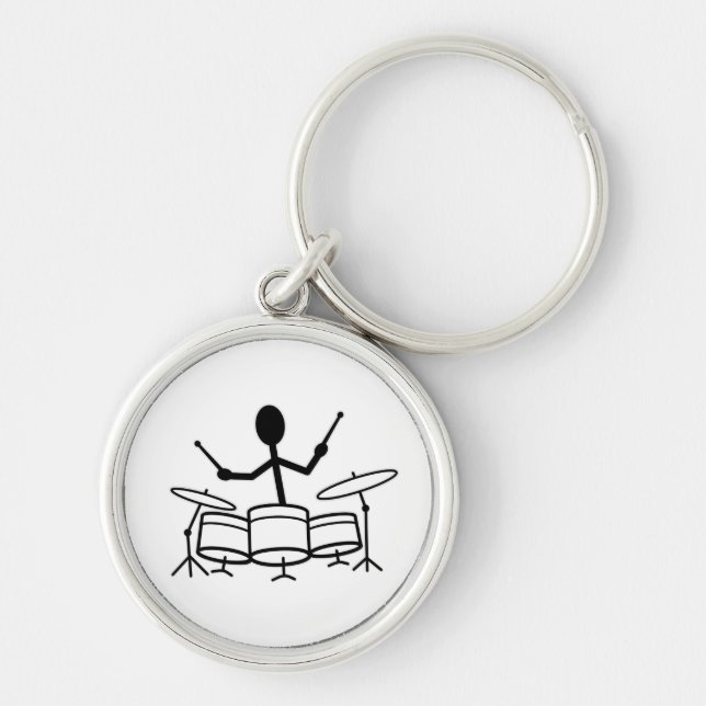 Drummer Stick Figure Key Ring (Front)
