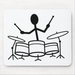Drummer Stick Figure Mouse Pad