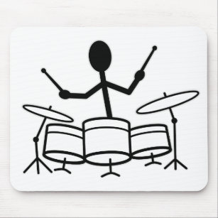 Drummer Stick Figure Mouse Pad