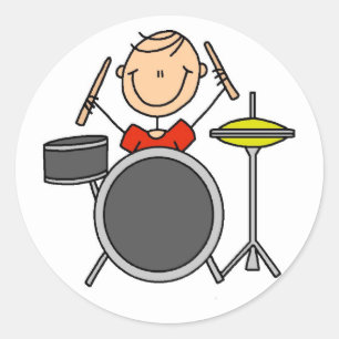 Drummer Stick Figure Stickers Sticker