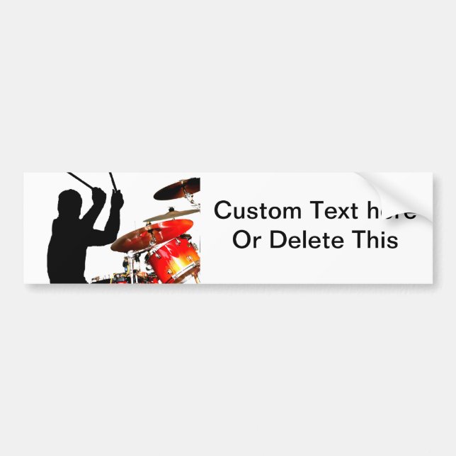 Drummer sticks in air shadow real drums bumper sticker (Front)