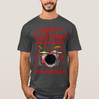 Drummer Ugly Christmas Drum Teacher Musician T-Shirt