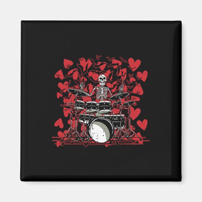 Drummer Valentines Day Rock N Roll Drum Music Love Magnet (Front)