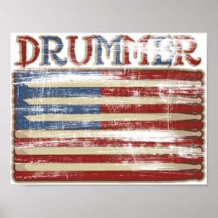 Drummer Vintage Weathered Poster