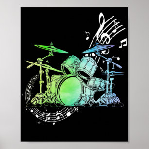 Drummer Watercolor  Drummer Musician Drumsticks Poster