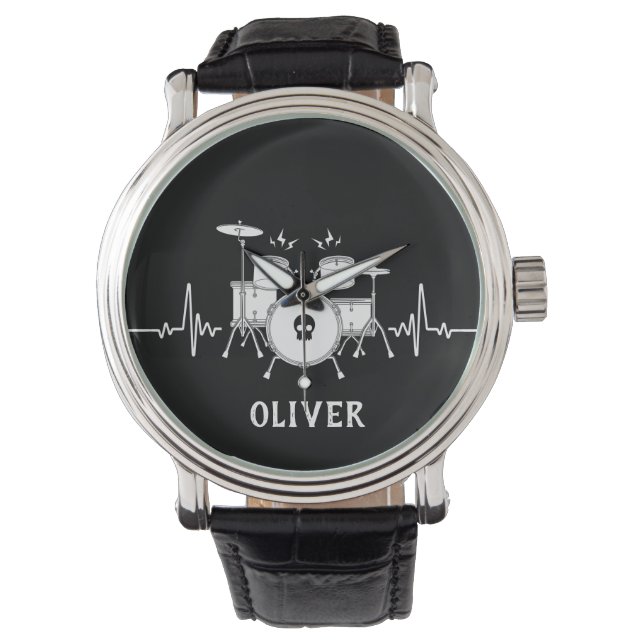 Drummer with Custom Name - Watch (Front)