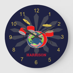 Drummer Worlds Best Funny  Personalised Large Clock