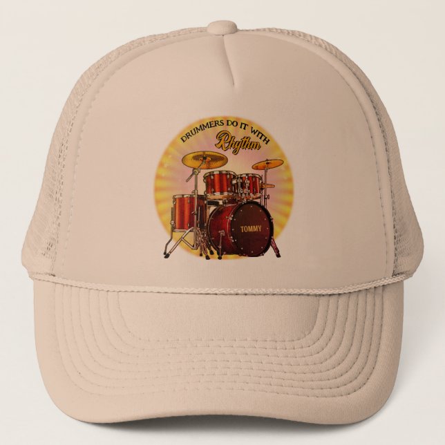 Drummers do it with Rhythm (customisable) Hat (Front)