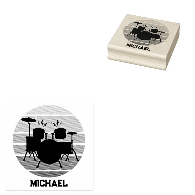 Drummers Personalised Rubber Stamp (Stamped)