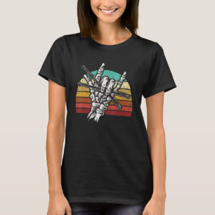 Drummers Rock & Roll Hand Horns Drum Sticks Vintag T-Shirt