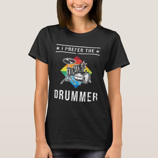 Drummers rocks on Drum and Drumsticks for Drummer  T-Shirt (Front)