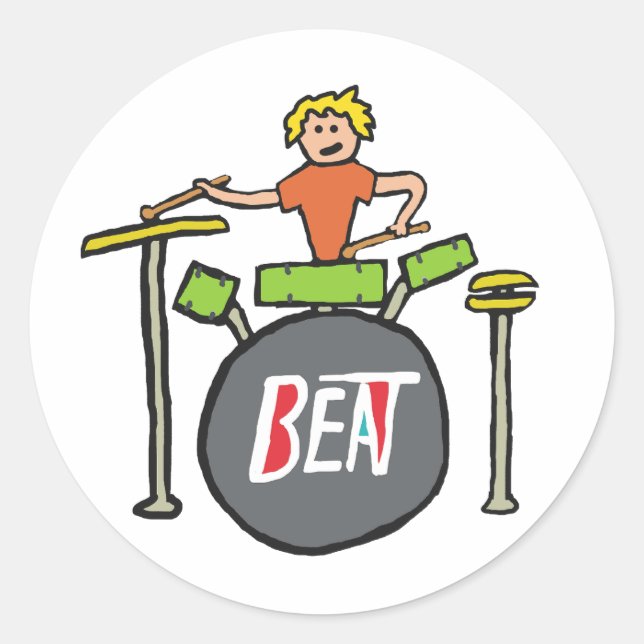 Drumming Classic Round Sticker (Front)