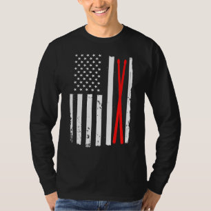 Drumming Drum Sticks Usa Flag For Drummer And Perc T-Shirt