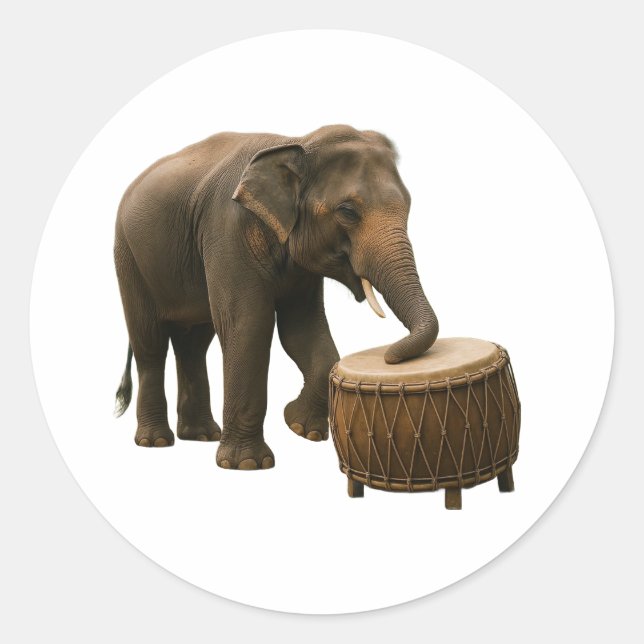 Drumming Elephant Sticker (Front)