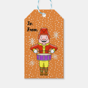 Drumming Elf Christmas Gift Tags