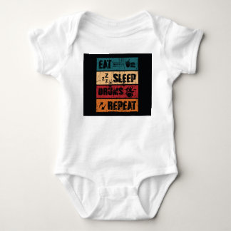 Drumming passion: t-shirt design illustration. baby bodysuit