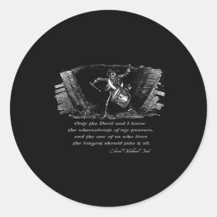 Drumming Pirate Skeleton With Blackbeard Quote Hal Classic Round Sticker