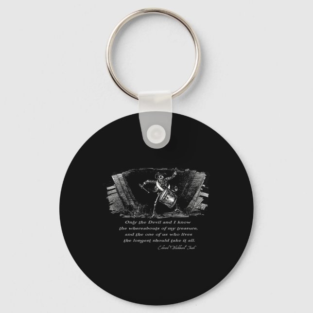 Drumming Pirate Skeleton With Blackbeard Quote Hal Key Ring (Front)