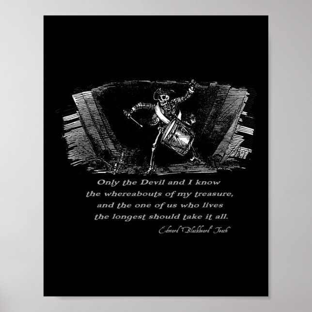 Drumming Pirate Skeleton With Blackbeard Quote Hal Poster (Front)