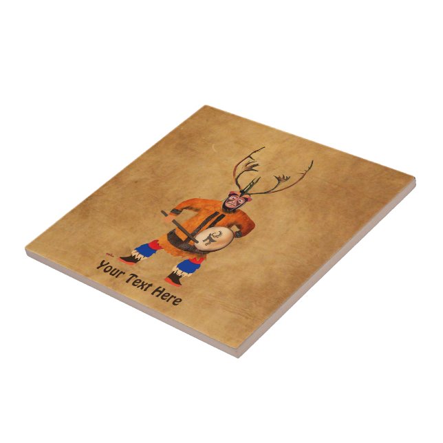 Drumming Shaman Ceramic Tile (Side)