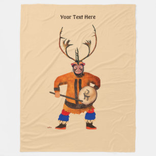 Drumming Shaman Fleece Blanket