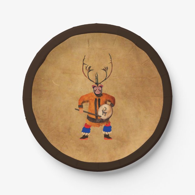 Drumming Shaman Paper Plate (Front)