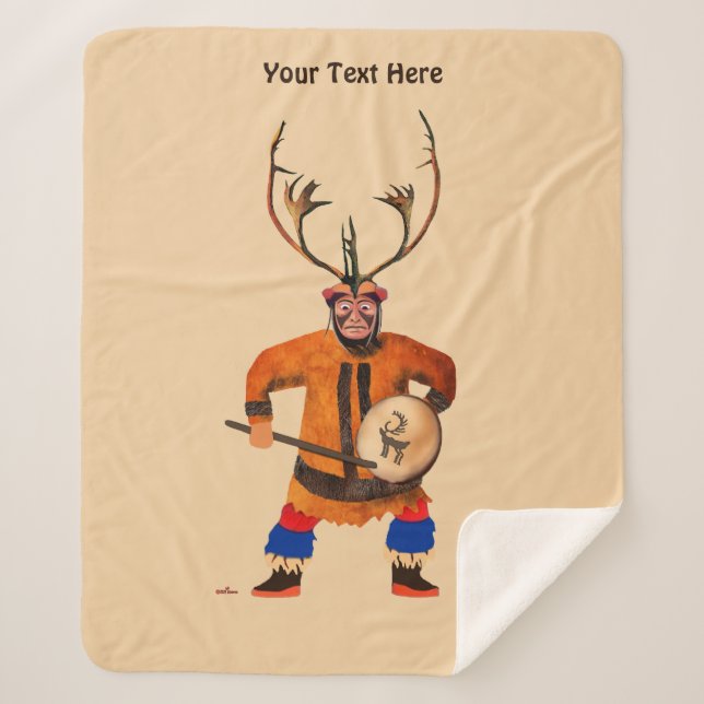 Drumming Shaman Sherpa Blanket (Front)