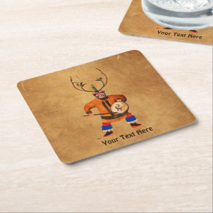 Drumming Shaman Square Paper Coaster