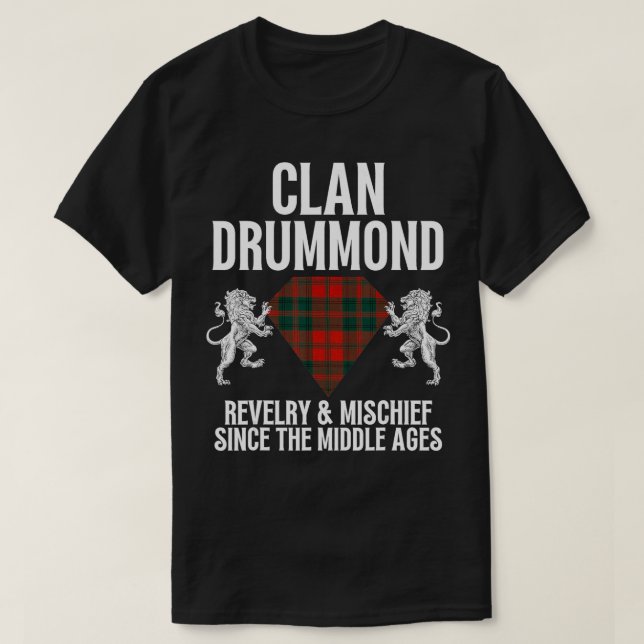 Drummond Clan Scottish Name Coat Of Arms Tartan Fa T-Shirt (Design Front)