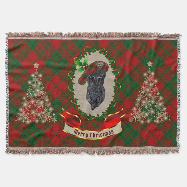 Drummond Scottie Dog Christmas Throw Blanket (Front)