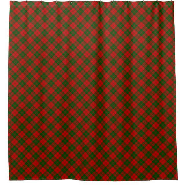 Drummond tartan red green plaid shower curtain (Front)