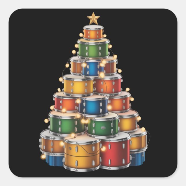 Drumms Xmas Christmas Tree Drummer  Square Sticker (Front)