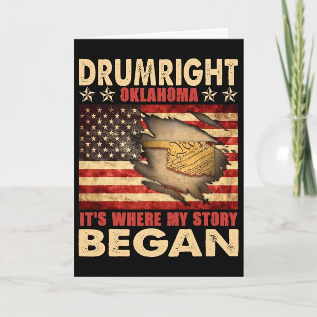 Drumright Oklahoma Usa Flag 4th Of July  Card (Front)