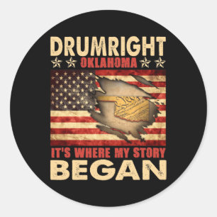 Drumright Oklahoma Usa Flag 4th Of July Classic Round Sticker
