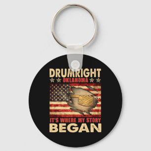 Drumright Oklahoma Usa Flag 4th Of July Key Ring