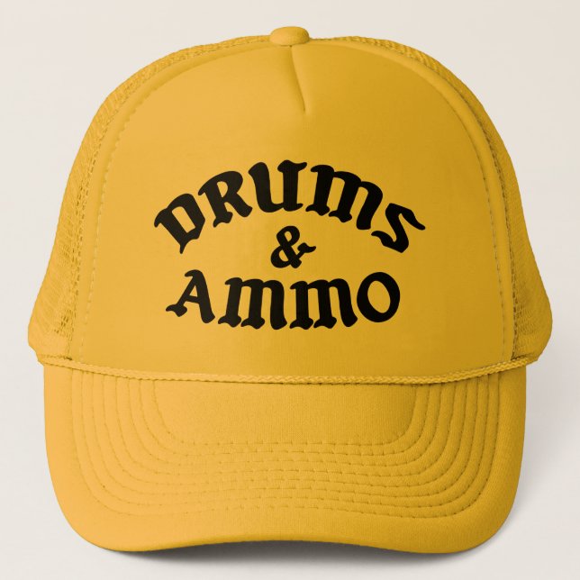 Drums & Ammo Yellow Trucker Trucker Hat (Front)
