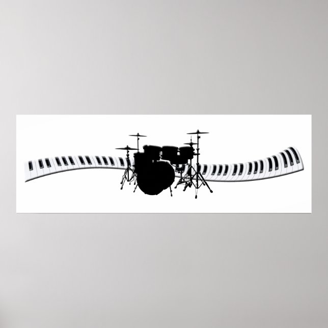 Drums and Piano keyboard banner Poster (Front)