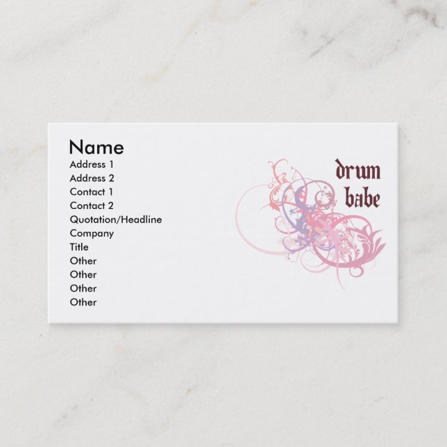 Drums Babe Business Card (Front)